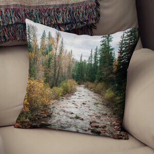 Autumn River Throw Pillow, With Stuffing 14x14 inches, Colorado Nature